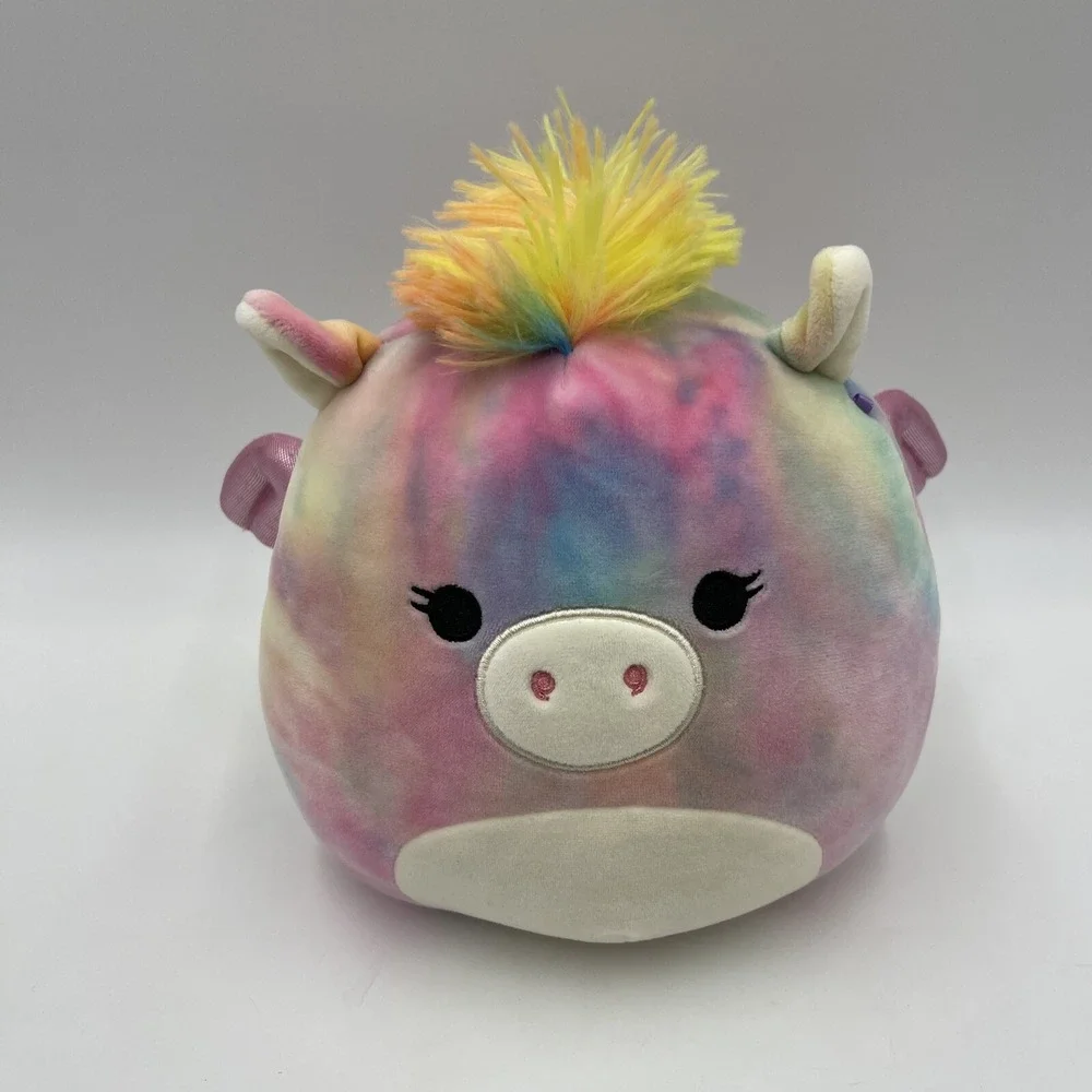 New Squishmallow Jaime Tie Dye Rainbow Pegasus Shiny  Wings Plush 8‎ inch #027
